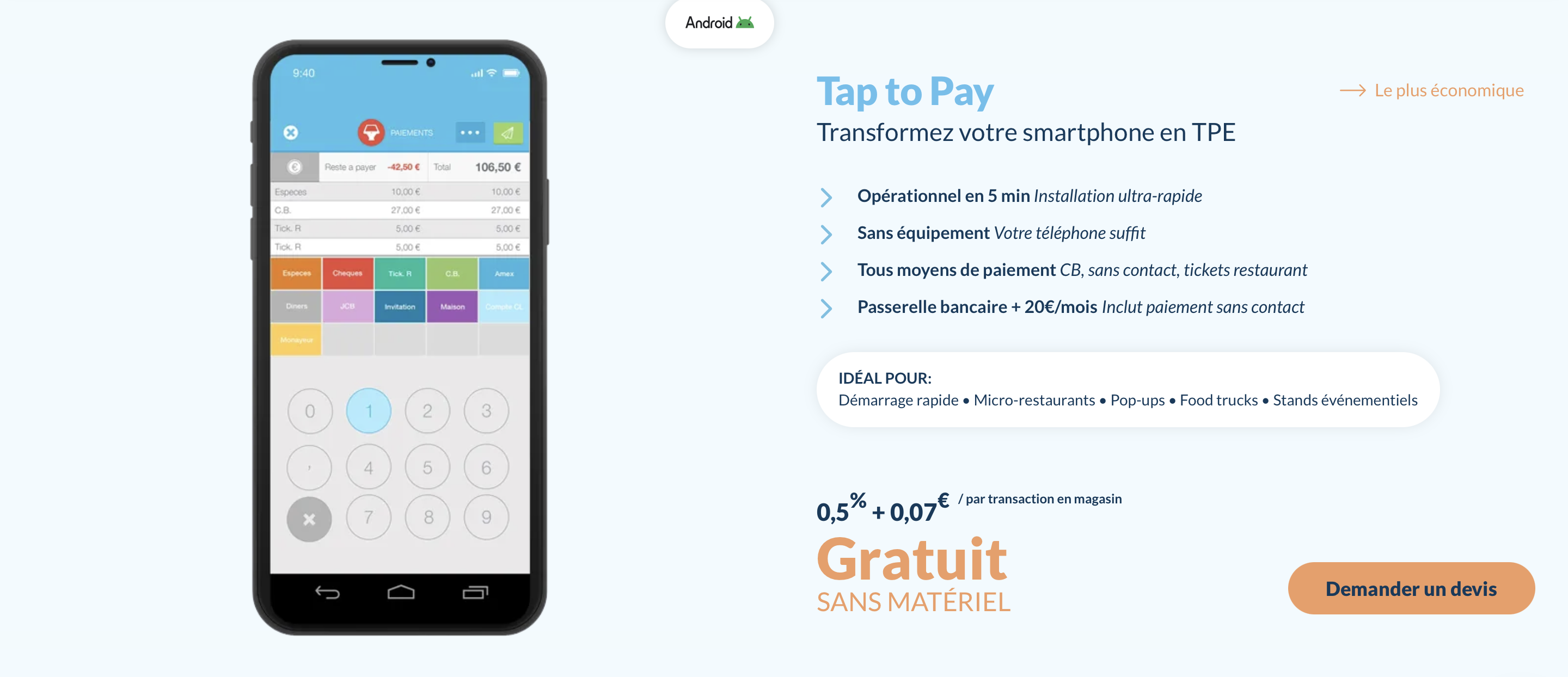 Smartphone Tap to Pay pour encaisser sans matériel supplémentaire